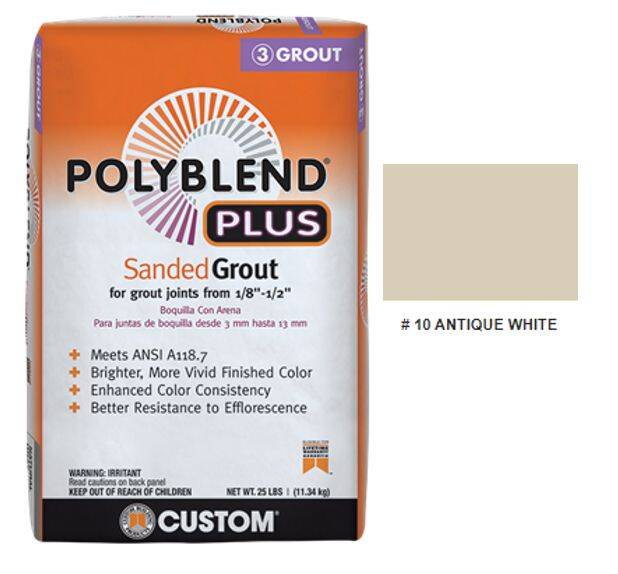 Custom Pbpg1025 25 Pound Antique White Polyblend Plus Sanded Grout For